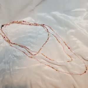 Elegant Pink and Gold Beaded Necklace